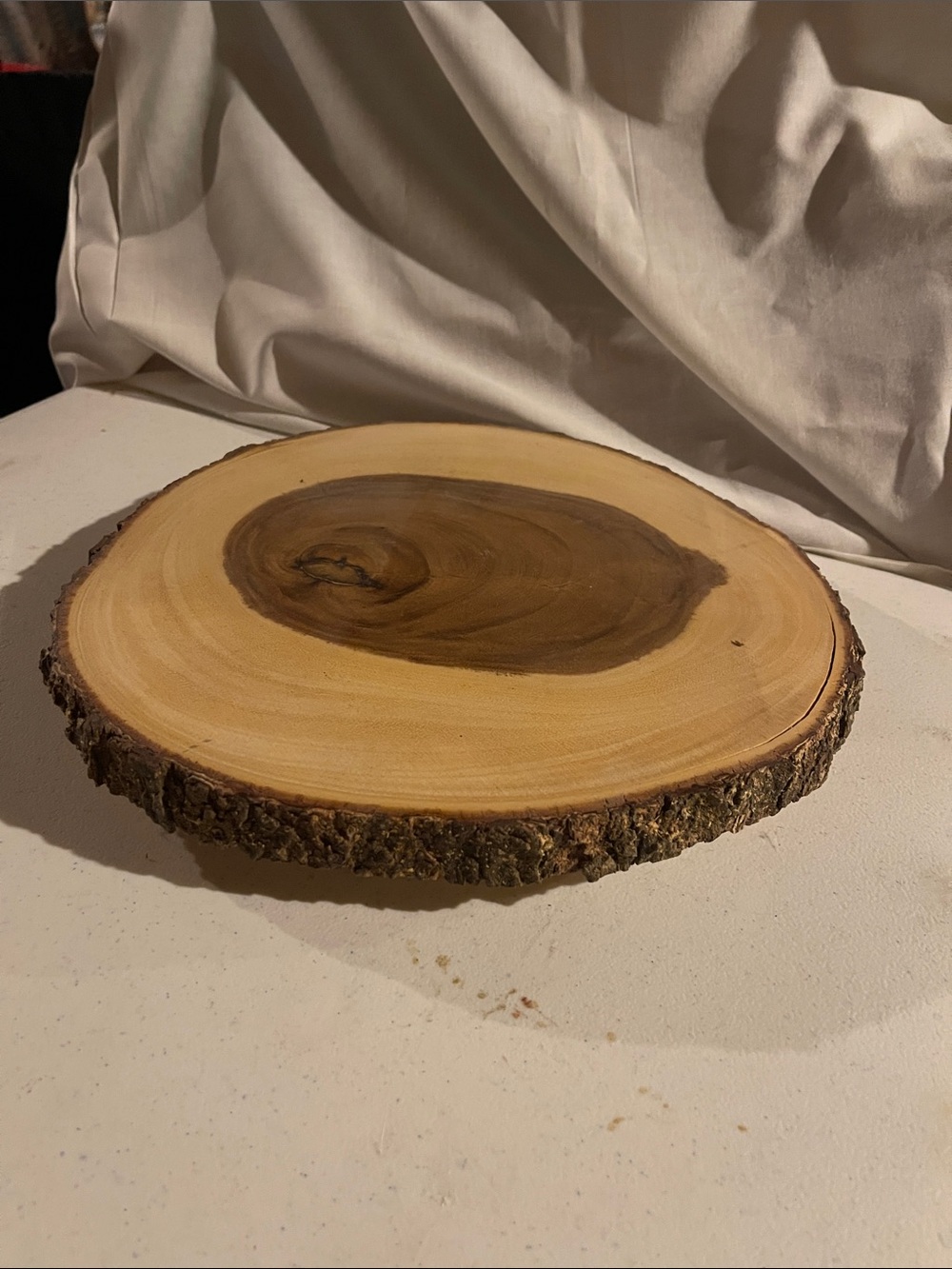 Natural Wood Slice Serving Platter Stand